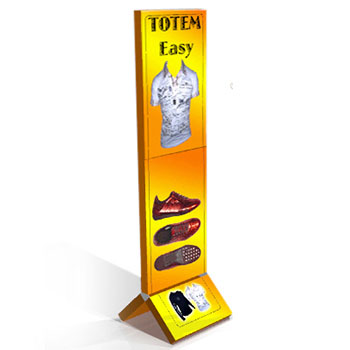  Totem pubblicitari in cartone scatolato, composto da moduli smontabili, offre un grande impatto ed una semplicità di montaggio uniche oltre ad un ingombro di trasporto ridottissimo.