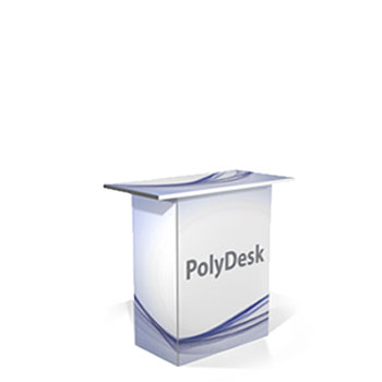 Desk a base quadrata in PVC polionda rivestito. Ripiano robusto e leggero spesso 20mm Particolarmente adatto  al montaggio e smontaggio frequente e all'uso in presenza di acqua.